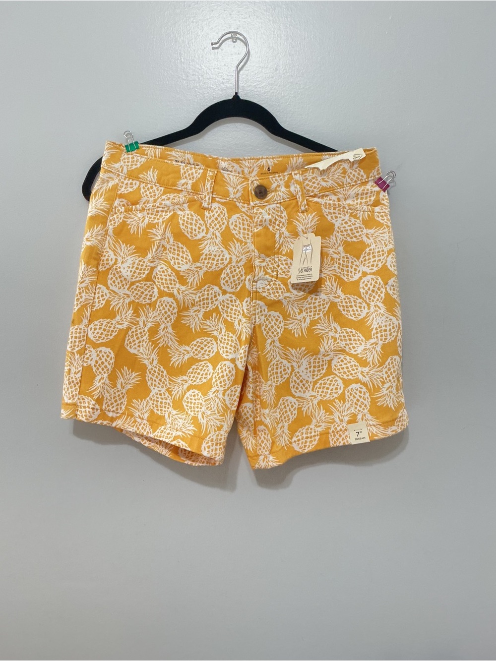St. John's Bay Yellow Pineapple Print Bermuda Shorts